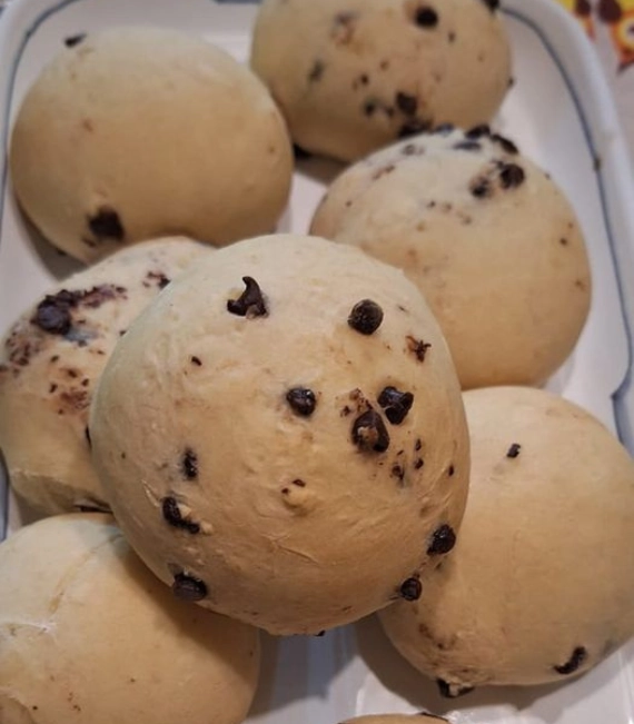 Homemade Pan Goccioli chocolate chip buns at A Casa di Dona near San Gimignano
