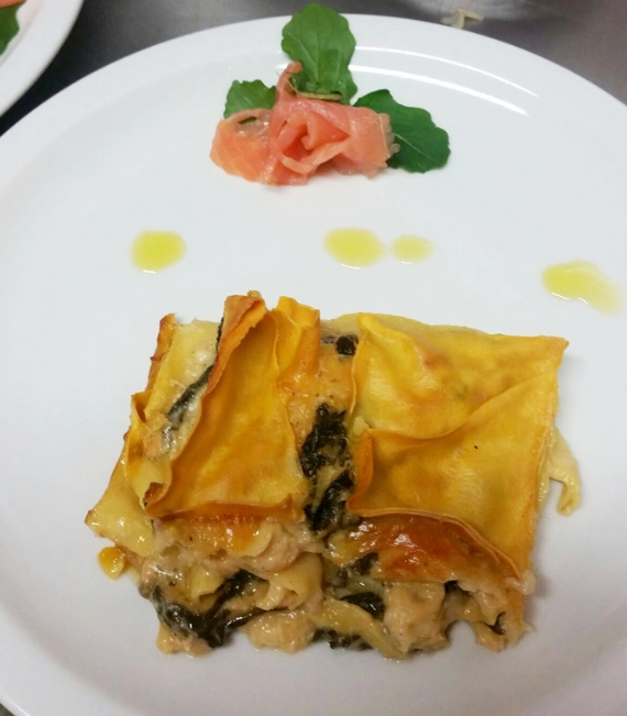Homemade lasagna at A Casa di Dona farmhouse near San Gimignano